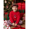 cheibear Christmas Elk Print Tops with Plaid Pants Xmas Sleepwear Family Pajama Set - 3 of 4