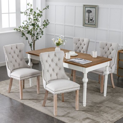 CENGHU Modern Upholstered Dining Chairs Set of 2, High-end Tufted Solid Wood Kitchen Side Chairs with Wood Legs Nailhead Trim