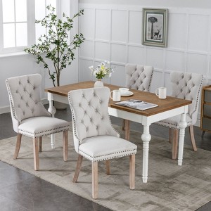 CENGHU Modern Upholstered Dining Chairs Set of 2, High-end Tufted Solid Wood Kitchen Side Chairs with Wood Legs Nailhead Trim - 1 of 4