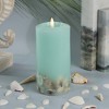 LumiPur Signature Coastal Collection Flameless LED Wax Pillar Candle with Seashell Embed Seafoam - 2 of 4