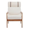 CAVINAS Wooden Accent Chair, Boucle Fabric Living Room Chair with High Back, Reading Chair Arm Chair for Bedroom, Living Room, Office - 3 of 4