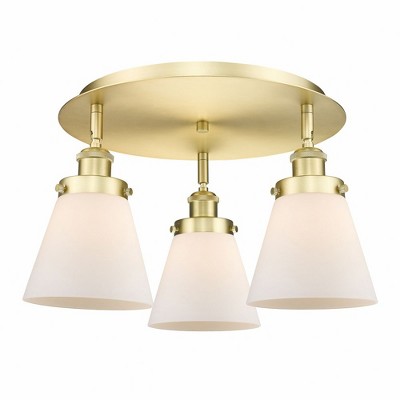 Cone - 3 Light Flush Mount In Art Deco Style-9.25 Inches Tall and 18 Inches Wide