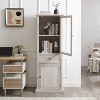 ORRD Tall Storage Cabinet with Glass Door, Freestanding Cabinet with Drawer & Shelves for Living Room, Kitchen, Office, White - 4 of 4