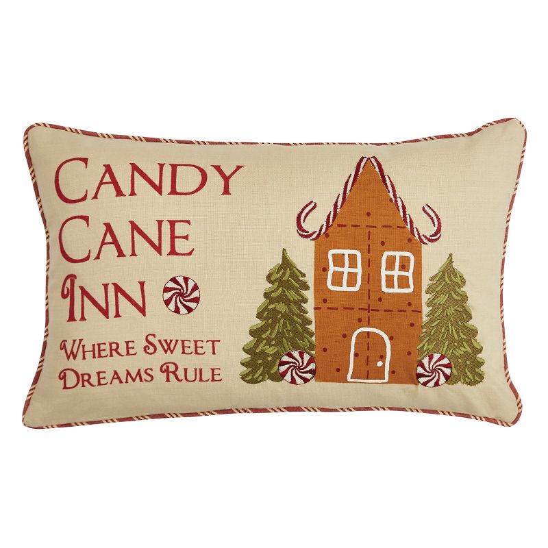 Park Designs Christmas Memories Candy Cane Inn 12X20 Pillow Cover, 1 of 4