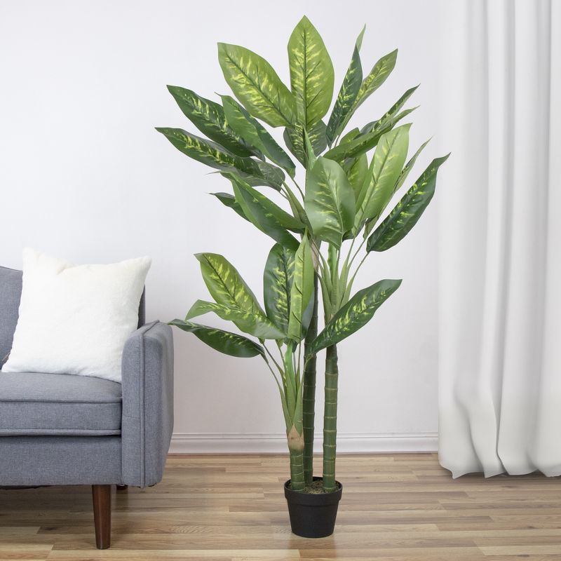 Northlight 59" Artificial Wide Leaf Green Dieffenbachia Potted Plant, 2 of 5