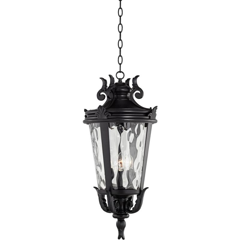 John Timberland Casa Marseille Rustic Outdoor Hanging Light Black Scroll 26 1/4" Clear Water Glass Damp Rated for Post Exterior Barn Deck House Porch, 3 of 7