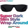 grinderPUNCH Mens Black Super Dark Sunglasses - Slim Wrap Around Gangster Style (Black) - 4 of 4