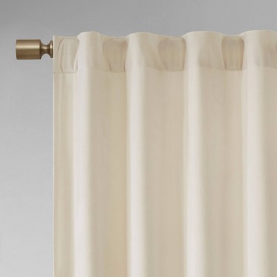 Ivory Ground Length Room Darkening Velvet Curtain Panels