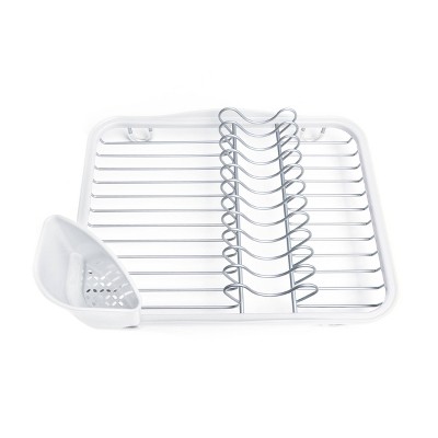White Metal In-Sink Dish Rack with Utensil Cup