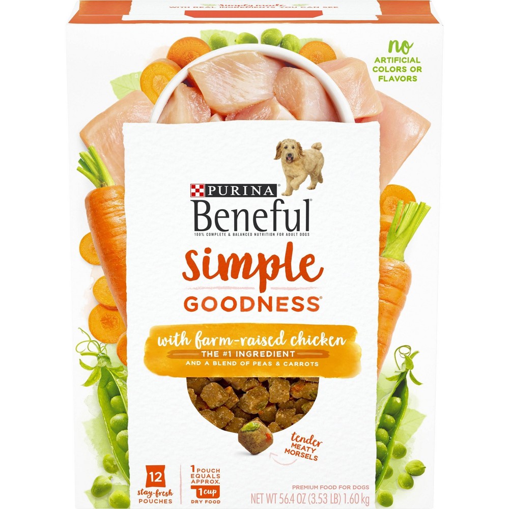 Purina Beneful Simple Goodness with Farm-Raised Chicken Premium Food for Dogs, 12 count, 56.4 oz