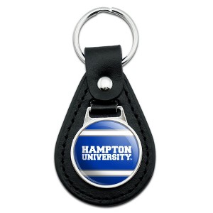 Hampton University HU Stripes Black Leather Keychain - 1 of 4
