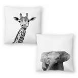 Americanflat Giraffe and Elephant by NUADA Set of 2 Throw Pillows