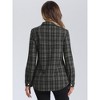 Allegra K Women's Button Down Plaid Faux Pockets Tweed Shackets Jackets - 3 of 4