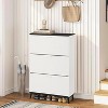 Wooden Shoe Cabinet with 3 Flip Drawers, 47¡± Tall Narrow Shoe Storage Unit for 18 Pairs - 4 of 4