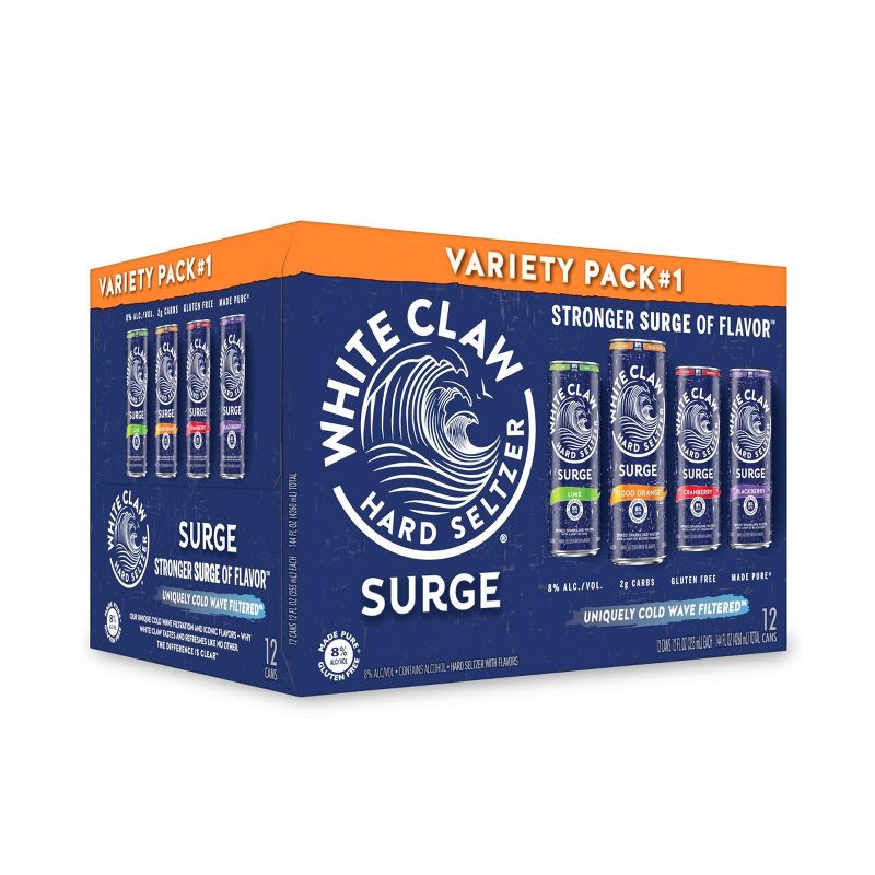 White Claw SURGE Hard Seltzer Variety Pack - 12pk/12 fl oz Slim Cans, 1 of 10