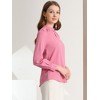 INSPIRE CHIC Women's Office Keyhole Elegant Stand Collar Long Sleeve Back Neck Button Blouse - 4 of 4
