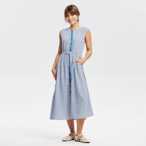 Vestido midi en línea A con botones al frente para mujer - Universal Thread™