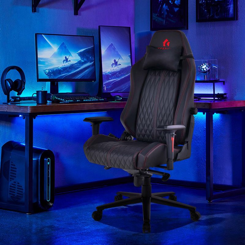 Costway Gaming Chair with Meta Base Class-4 Gas Lift 4D Armrest & Adjustable Lumbar Support, 4 of 11