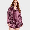 Women's Luxury Collection Satin Notch Collar Long Sleeve Shirt and Shorts Pajama Set - Auden™ - 3 of 3