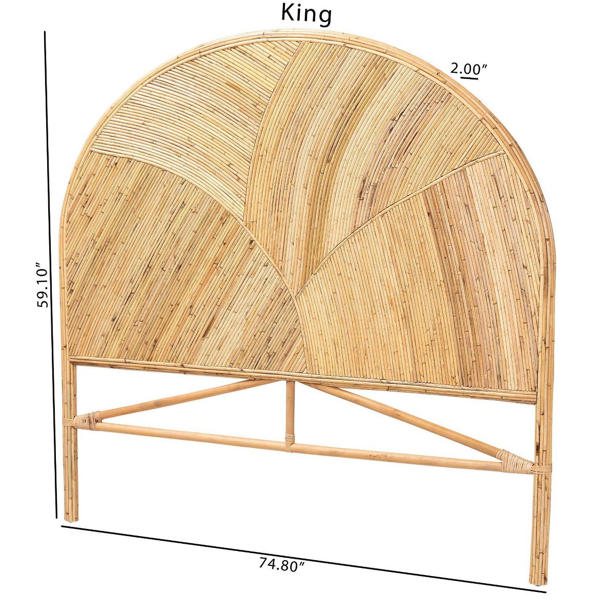 bali & pari King Seana Rattan Standalone Headboard Honey: Bohemian Design, No Mount Needed - thumbnail 8