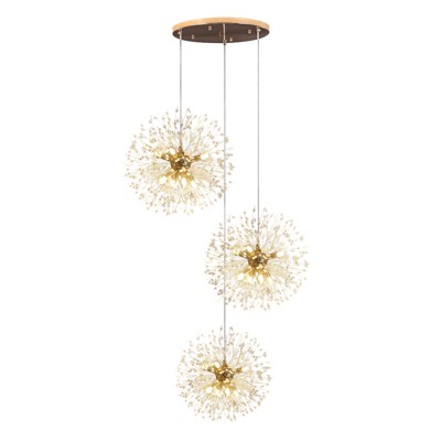 LLHZSY 24-Lights Modern Glam Globe Crystal Chandelier - 3-Globes - Gold