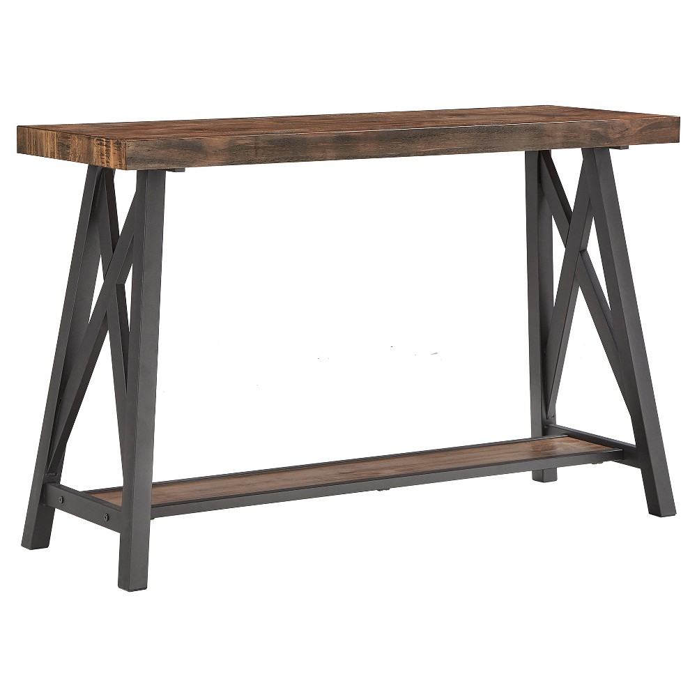 Photos - Coffee Table Lanshire Rustic Industrial Metal & Wood Entry Console Table - Brown - Insp