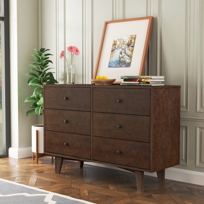 4/5/6/7-Drawer Dresser, Modern Wooden Dresser Chest with Retro Round Handle, Buffet Server Cabinet, Auburn 4A - ModernLuxe