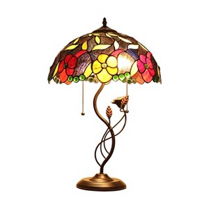 Chloe Lighting Mariebelle Tiffany-Style Floral Stained Glass Table Lamp 16" Width - 1 of 4