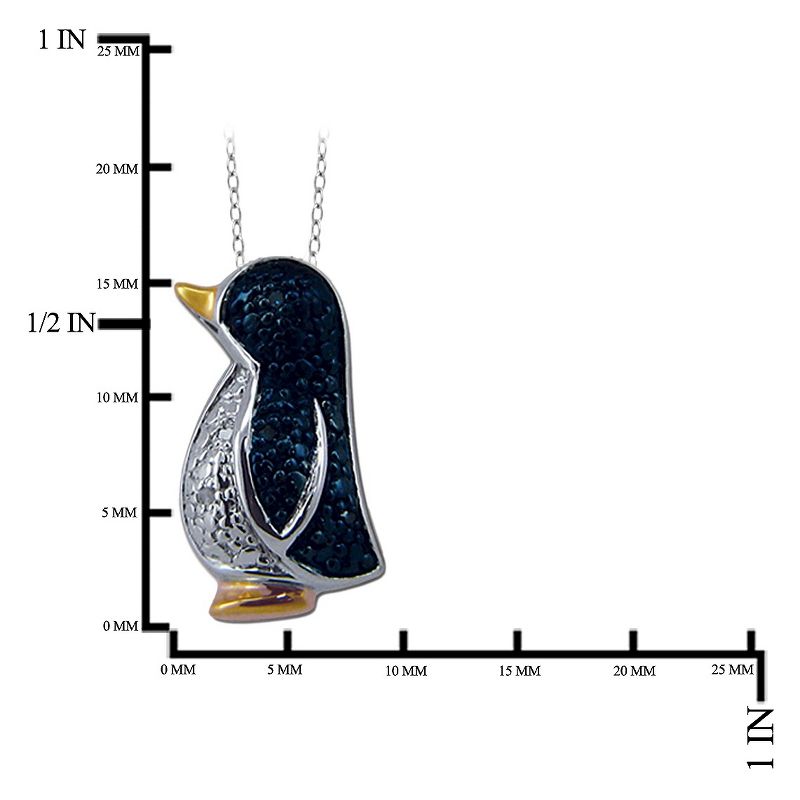 120 CT. T.W. Round-Cut Blue and White Diamond Two-Tone Penguin Pendant - White (18"), 2 of 3
