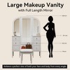FONTOI 46.5"W Antique Makeup Vanity Desk with Triple Mirror 6 Drawers and Stool for Bedroom Dressing Room, White, 46.5"*16.3"*68.75" - 4 of 4