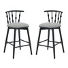Set of 2 Modern Wooden Barstools with Upholstery,Indoor Bar Stools with Hourglass Backrest for Kitchen, Black Bar Stools with Cushioned Seat-Koiai - 2 of 4