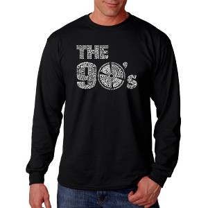 LA Pop Art Men's Word Art Long Sleeve T-shirt - 90S Black X Large - 1 of 4