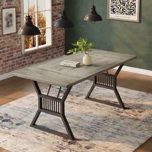 70.8 Inch Dining Table for 4-6 People, Farmhouse Rectangle Kitchen Table with Metal Frame, Heavy Duty Dinner Table for Dining Room, Living Room - 1 of 4