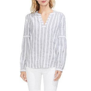 Vince Camuto Womens Nubby Peasant Blouse, Grey, Medium - 1 of 1