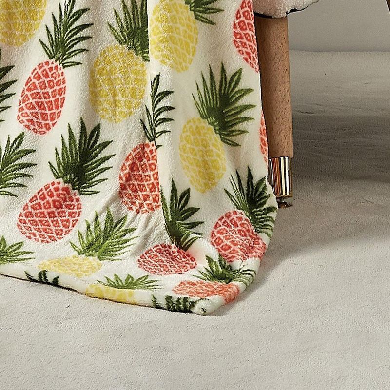 Natural Pineapple Micro Plush All Season Throw 50" x 70" Multicolor by Plazatex, 2 of 4