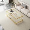 Lirago Modern Minimalist Gold Metal Frame Coffee Table with Acrylic Legs-Sleek Glass Top for Living Room & Office 47.2"W * 23.6"D * 17.7"H - 2 of 4