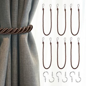 Unique Bargains Handmade Woven Braided Metal Screw Hooks Curtain Tiebacks - 1 of 4