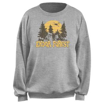 Junior's Star Wars Distressed Endor Forest Silhouette  Sweatshirt - Heather Gray - Small
