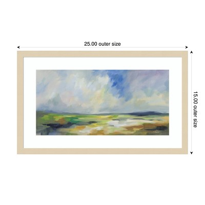 Spring Sky Pastel Landscape Wood Framed Horizontal Print