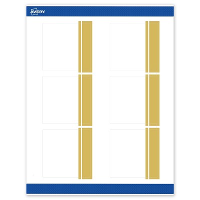 Avery Printable Square Labels, Gold Double-Dipped Edge, 3" x 3", Matte White Square Labels, Permanent, Laser/Inkjet, 60ct, Great for Product Labels