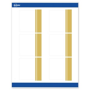 Avery Printable Square Labels, Gold Double-Dipped Edge, 3" x 3", Matte White Square Labels, Permanent, Laser/Inkjet, 60ct, Great for Product Labels - 1 of 4