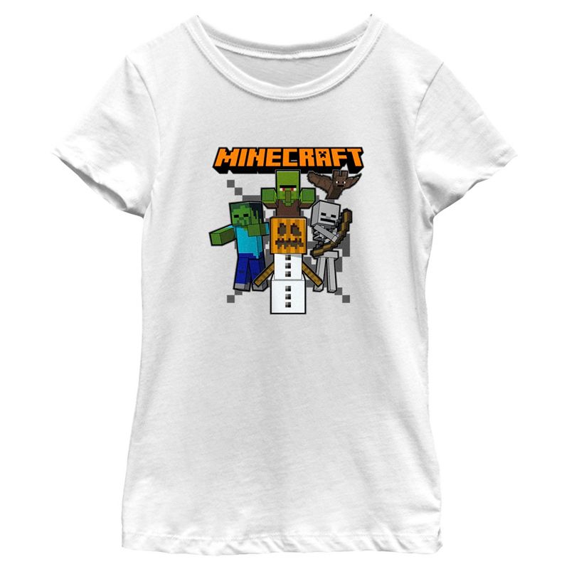 Girl's Minecraft Halloween Creeper and Mobs T-Shirt, 1 of 5