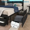 Ridstar 86.49 in. W Queen-Size Metal Platform Bed Frame with 8 Storage Drawers & Headboard-Black - 4 of 4