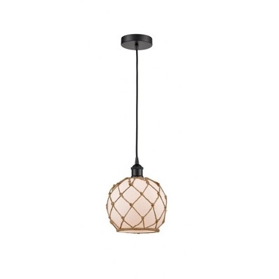 Farmhouse Rope - 1 Light Cord Hung Mini Pendant In Industrial Style-10.75 Inches Tall and 8 Inches Wide