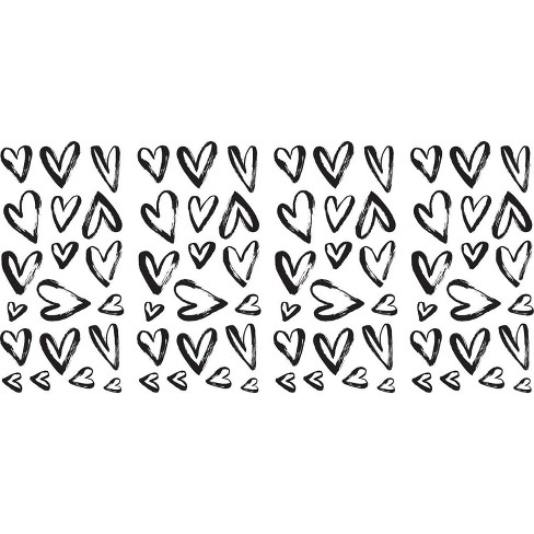 Sketchy Hearts Wall Decal Black - RoomMates: Vinyl Self-Adhesive Modern Decor, 76pc - image 1 of 4