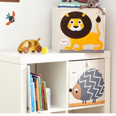 Lion Themed Yellow-Brown Foldable Fabric Storage Cube