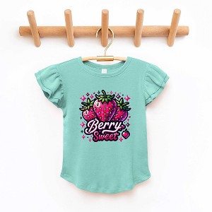 The Juniper Shop Berry Sweet Strawberry Toddler Flutter Sleeve Tee - 1 of 2