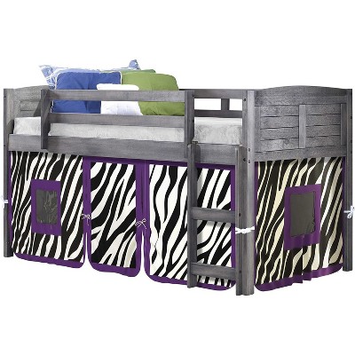 Donco LOUVER LOW LOFT ANTIQUE GREY W/ ZEBRA TENT KIT