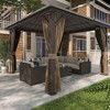 YARDSIGHT Hardtop Gazebo, Aluminum Frame Permanent Pavilion with Curtains and Netting,Double Roof,Designed for Garden, Lawns, Patio - 2 of 4