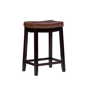 Claridge Leather Saddle Counter Height Barstool - Linon - 1 of 4